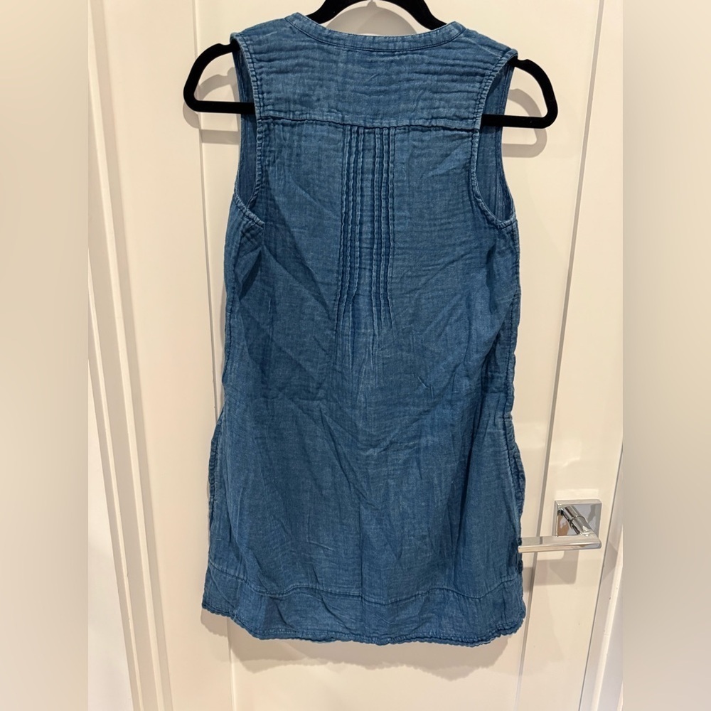 Faherty Isha Basketweave Dress Sleeveless 100% Linen Indigo Blue Womens S U bin - Picture 11 of 15